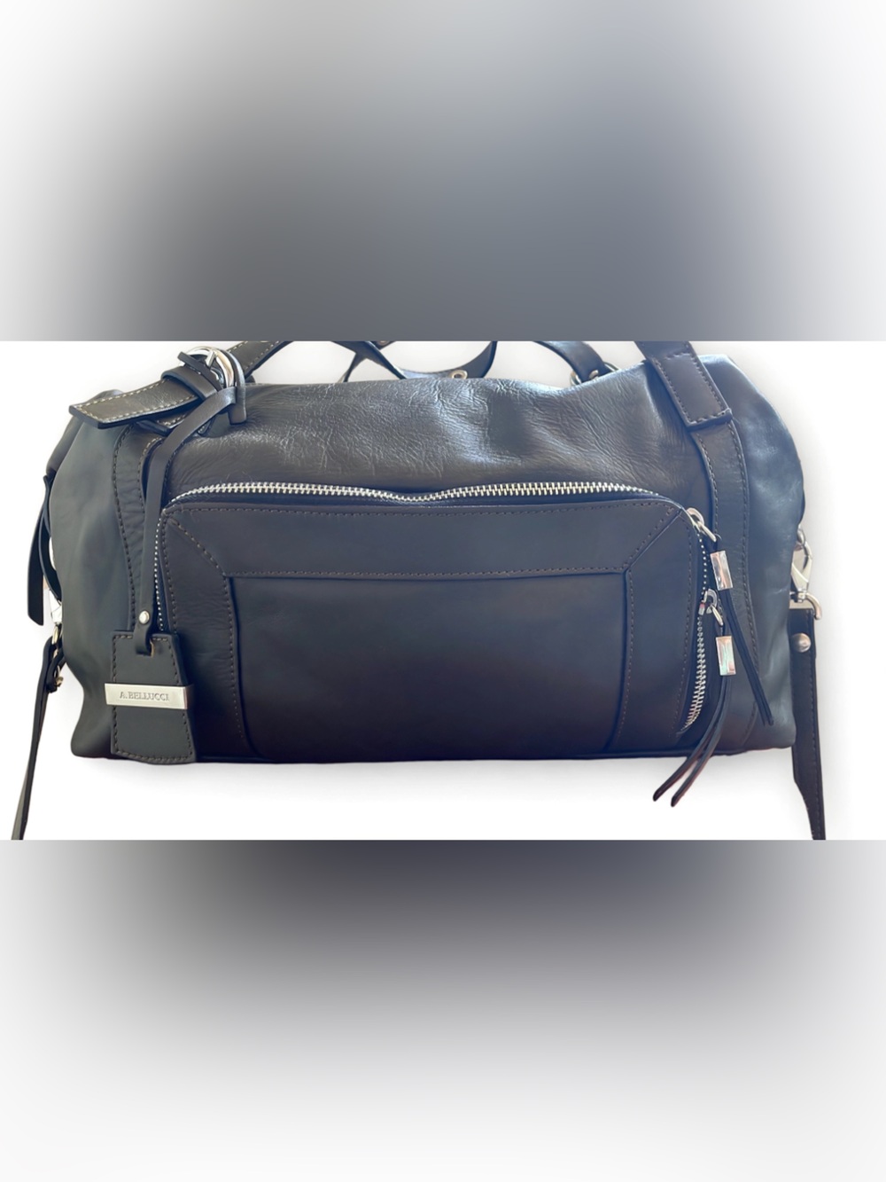 A. Bellucci- Dark Green Leather Bag with removable crossbody strap